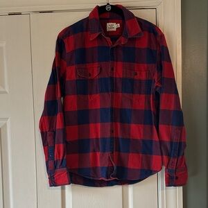 Flint and Tinder Men's Red and Blue Plaid Button-Down Shirt, sz S